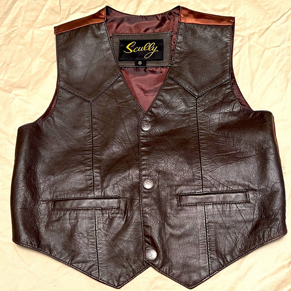 Scully Leather Kids’ Brown Leather Vest (Size: Youth Small)
